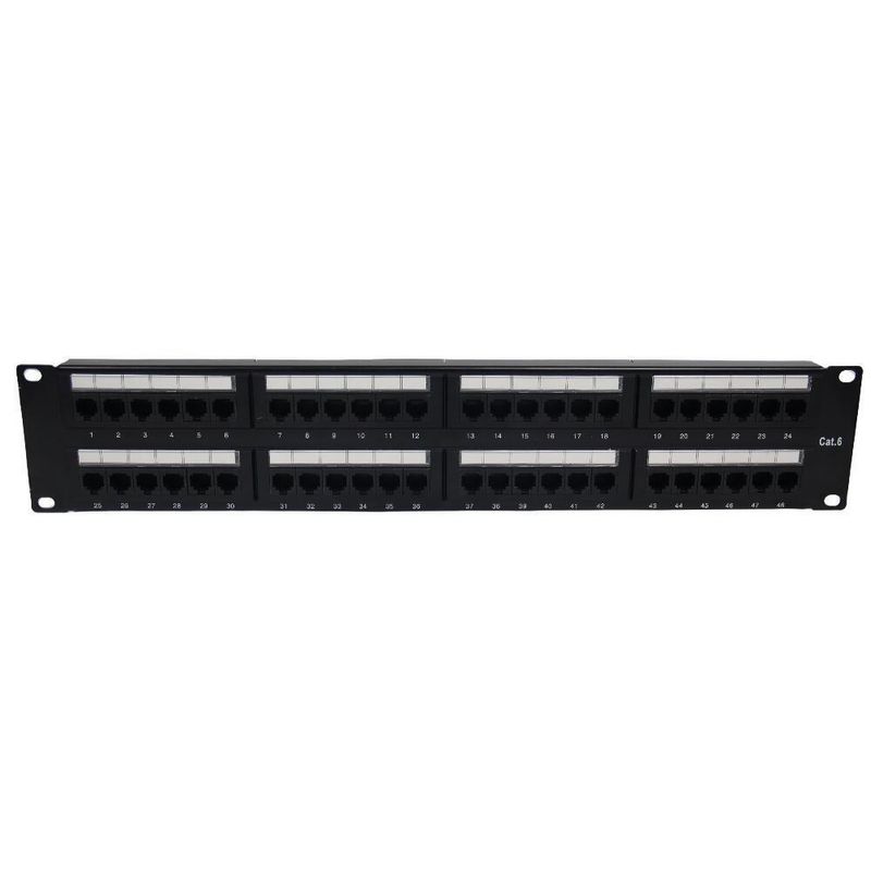 Patch Panel 48 Portas Cat6 com Guia PCB RET 1U