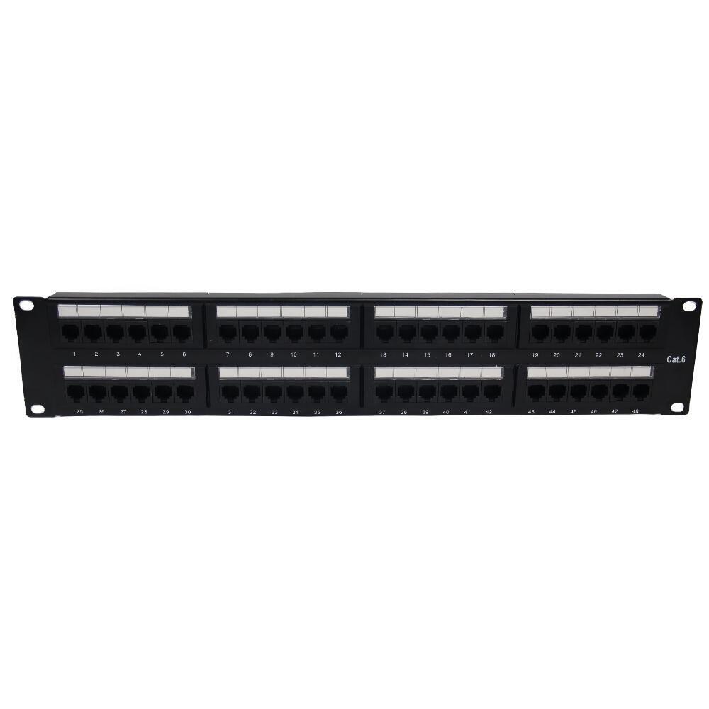 Patch Panel 48 Portas Cat6 com Guia PCB RET 1U