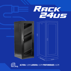 Rack de Piso Fechado Padrão 19" 24Us x 570mm Preto