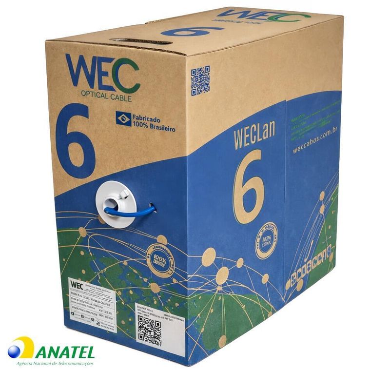 Cabo de Rede Cat6 U/UTP CM Azul 305 Metros