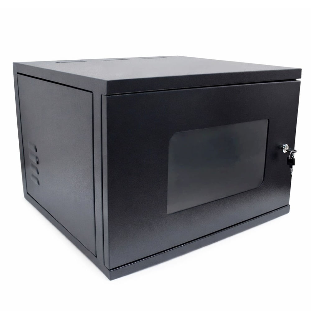 Mini Rack de Parede 19" 8Us x 370mm Preto Mini Rack de Parede 8Us x 370mm Preto