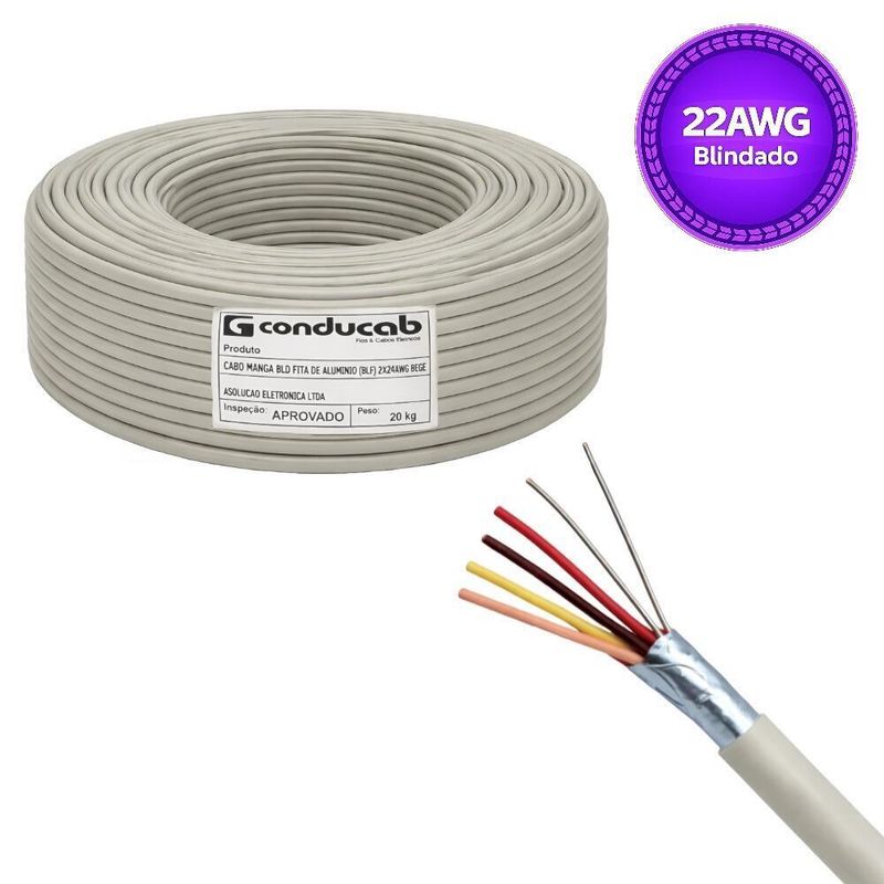 Cabo Manga 4 x 22 AWG 300V Blindado