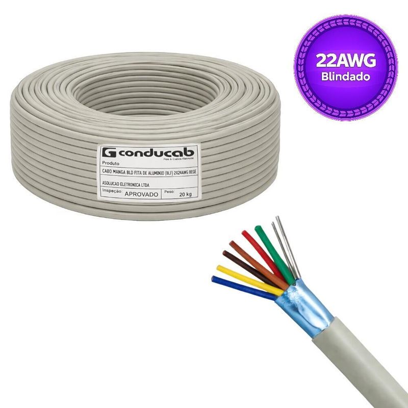 Cabo Manga 6 x 22 AWG 300V Blindado