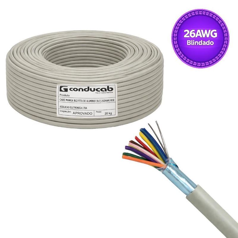 Cabo Manga 9 x 0,14mm 26 AWG 150V Preto