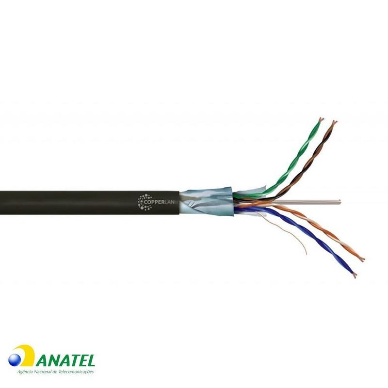 Cabo de Rede CAT5e F/UTP Blindado CopperLan Preto