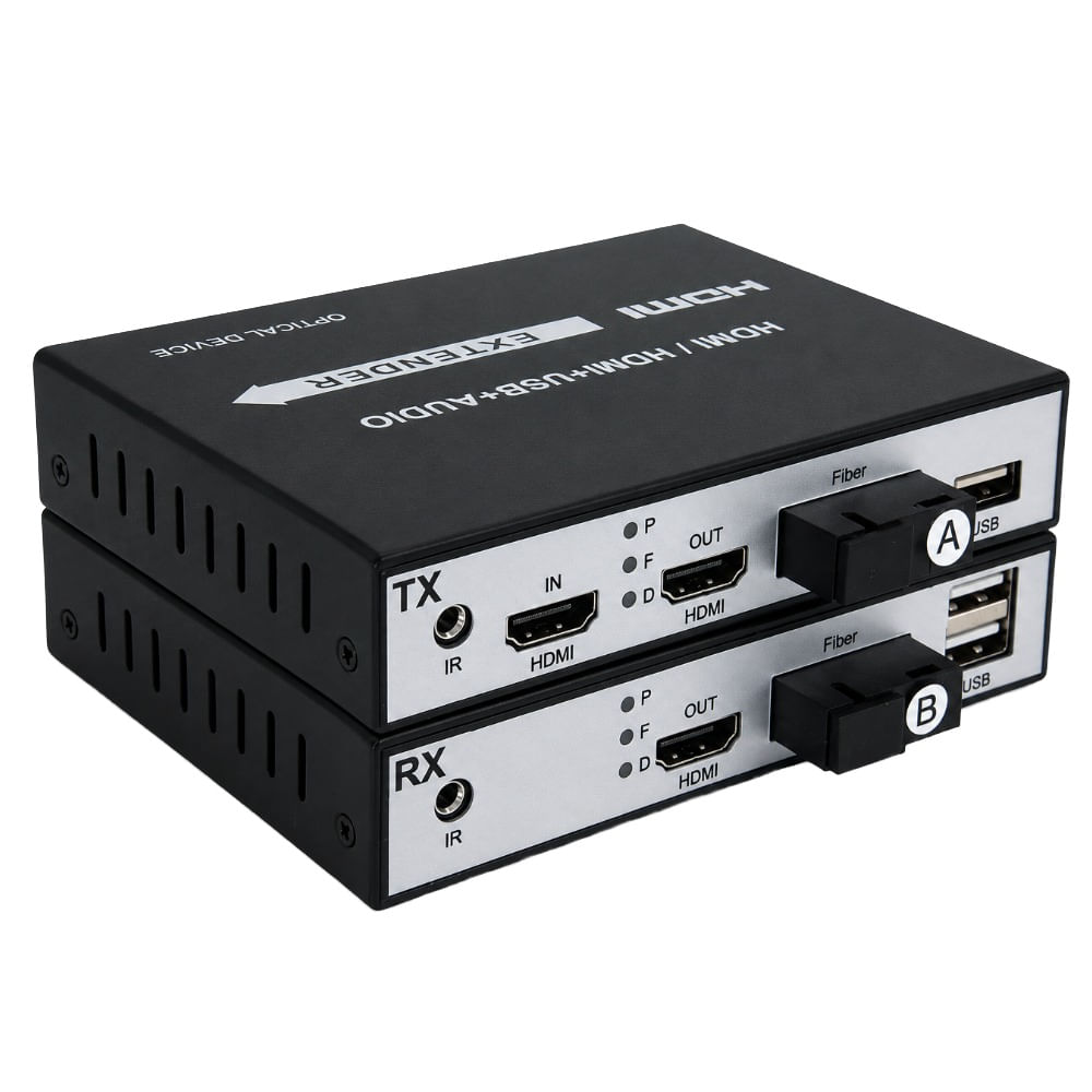 Extensor HDMI Via Fibra Óptica SC SM até 20KM com KVM Extensor HDMI Via Fibra Óptica SC até 20KM com KVM