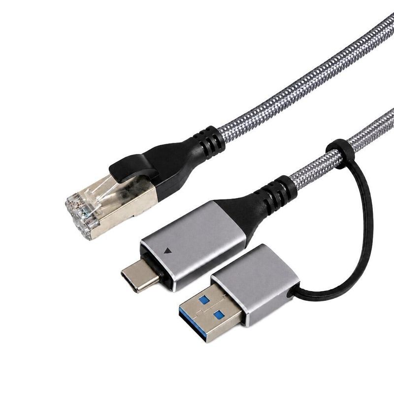 Cabo Adaptador USB 3.0 e Tipo-C de Rede Giga 2,0 Metros
