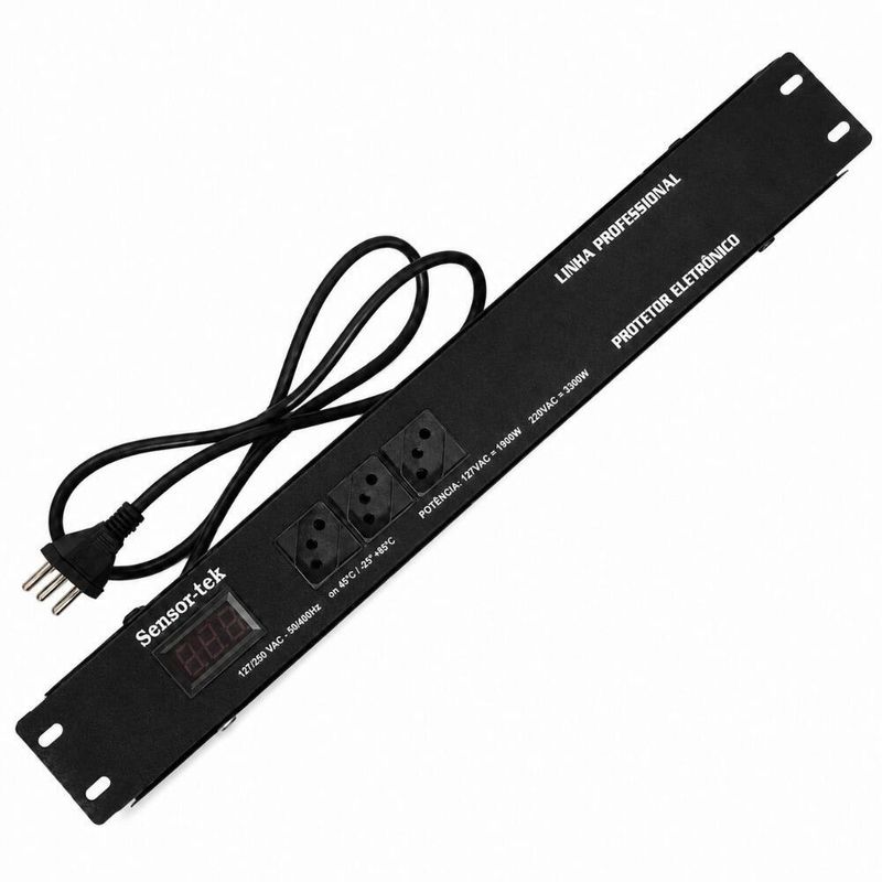 Régua Padrão Rack 19" Protetor Eletrônico com 11 Tomadas 10A com Display