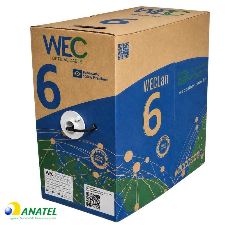 Cabo de Rede Cat6 U/UTP CM Preto 305 Metros