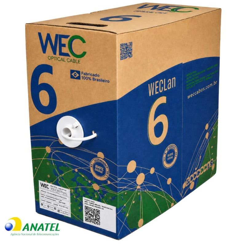 Cabo de Rede Cat6 U/UTP CM Branco 305 Metros