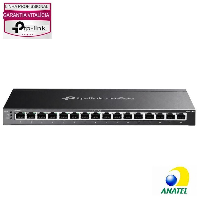 Switch 16 Portas Gigabit com 8 Portas POE+ TL-SG2016P