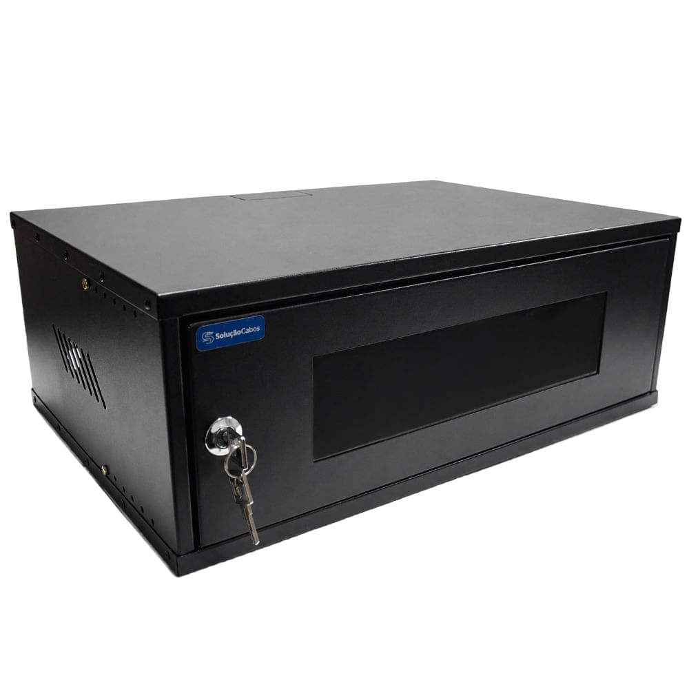 Mini Rack de Parede 19" 3Us x 350mm com Porta Removível