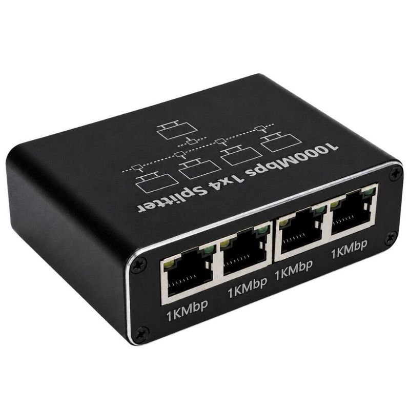 Adaptador Divisor RJ45 1 Fêmea x 4 Fêmea 100/1000Mbps