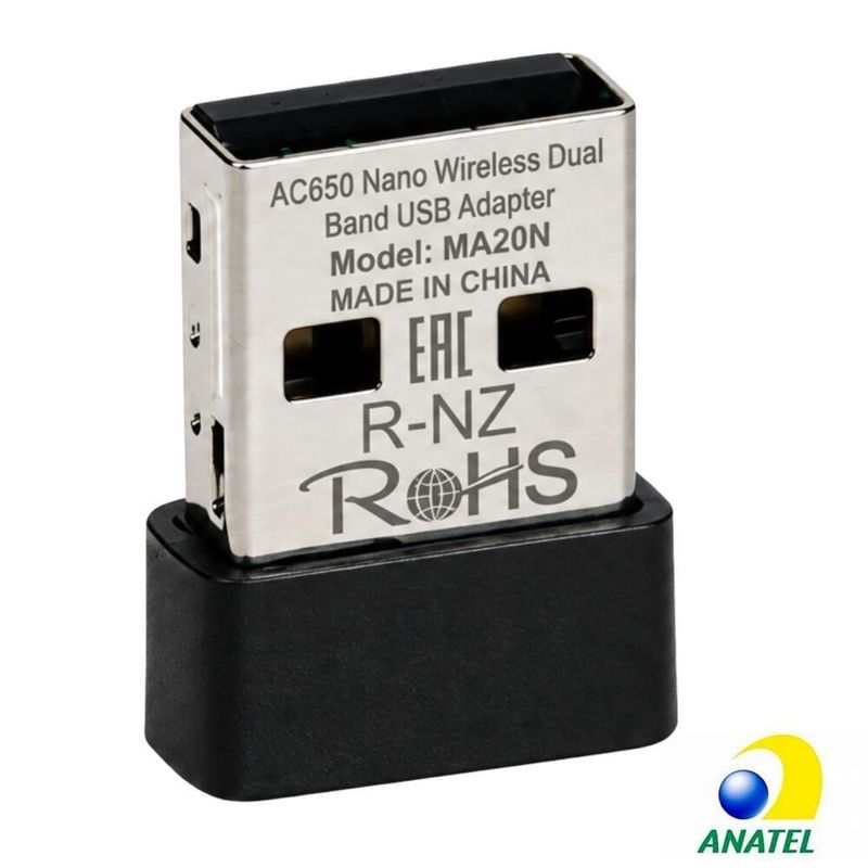 Adaptador USB Wireless AC650 Nano Dual Band Mercusys MA20N