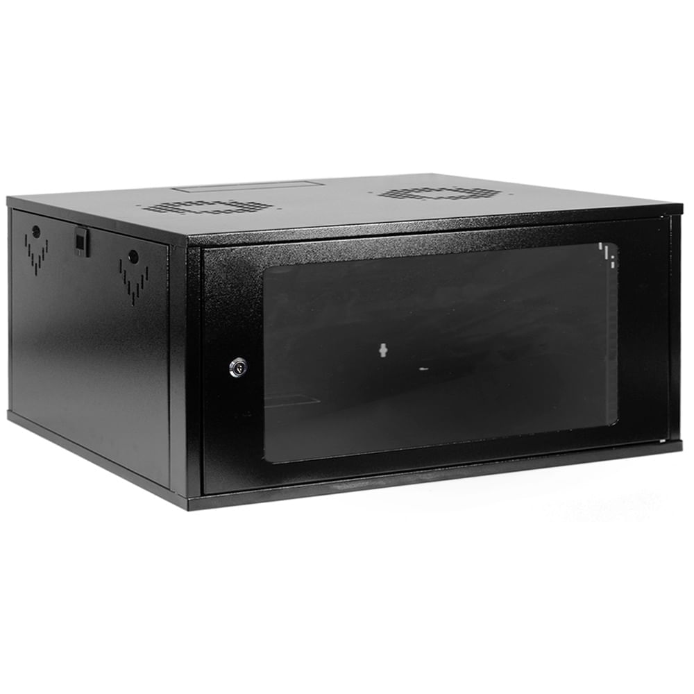 Mini Rack de Parede 19" 6Us x 470mm Preto x 470mm