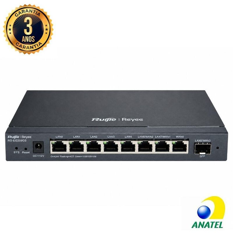 Roteador Gerenciável 8 Portas Gigabit + 1 Porta SFP Cloud Managed RG-EG209GS Ruijie/Reyee