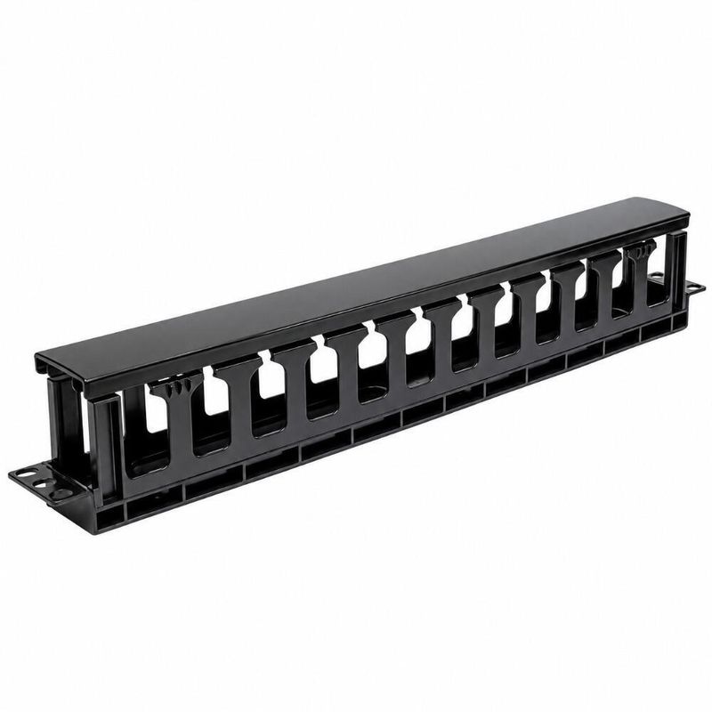 Guia de Cabo Horizontal 19" 1U 50+10 em ABS Preto